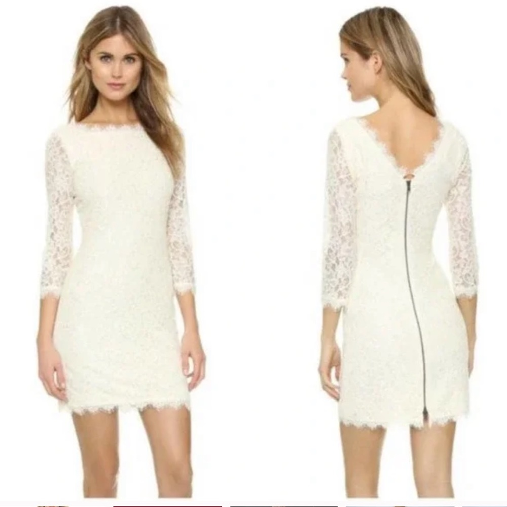 Diane von Furstenburg Zarita Lace Dress in Ivory